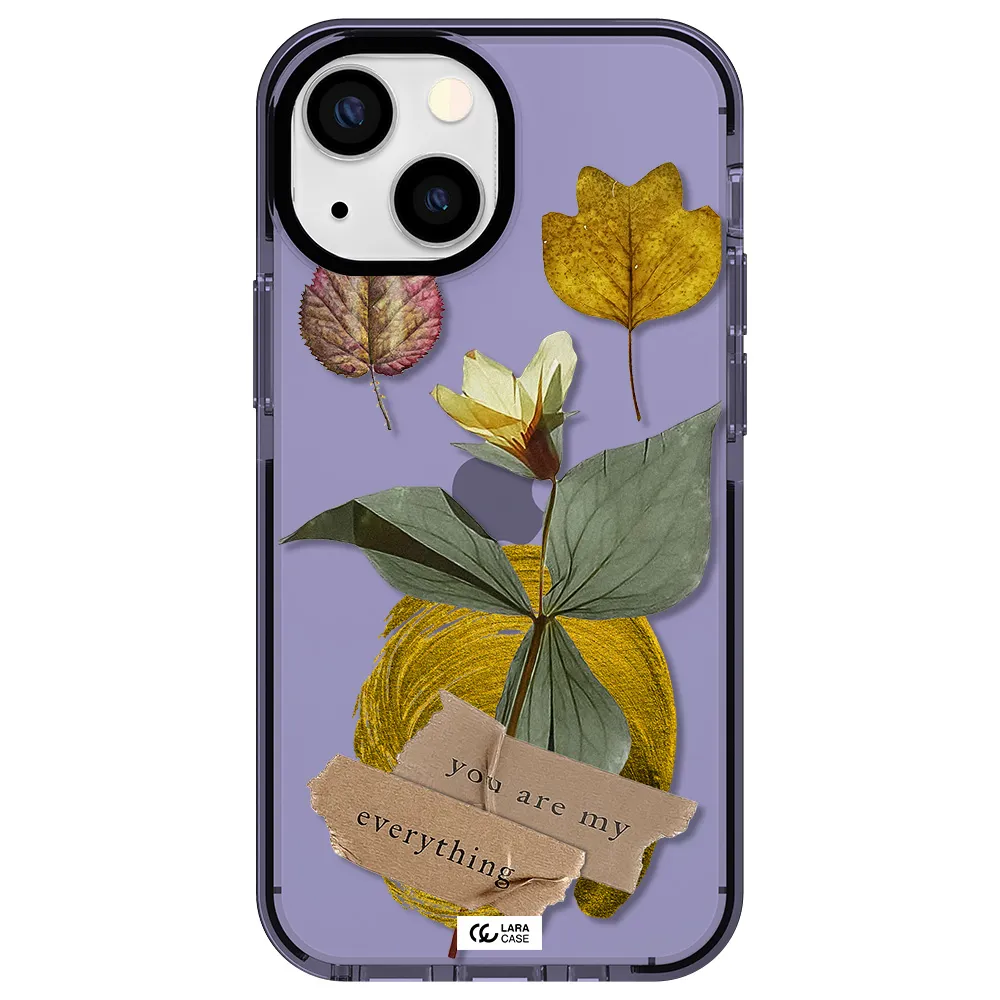 a flower with leaves and a box Apple iPhone 15 impact Lilac Case
