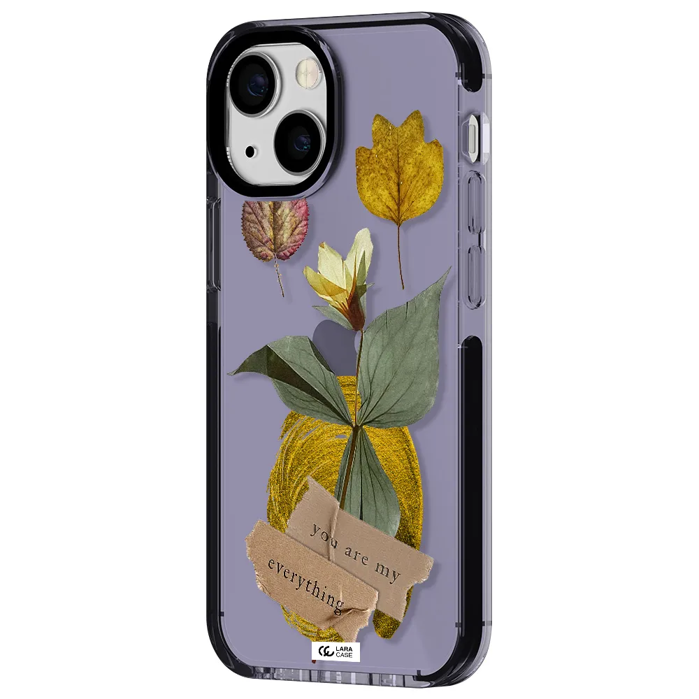 a flower with leaves and a box Apple iPhone 15 impact Lilac Case