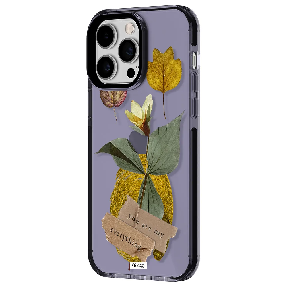 a flower with leaves and a box Apple iPhone 15 Pro impact Lilac Case