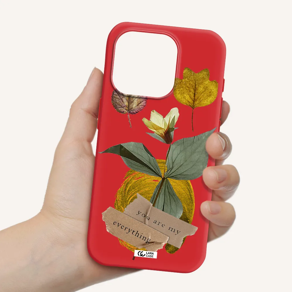A Flower With Leaves And A Box Apple Iphone 15 Pro Silicone Imperial Red Case
