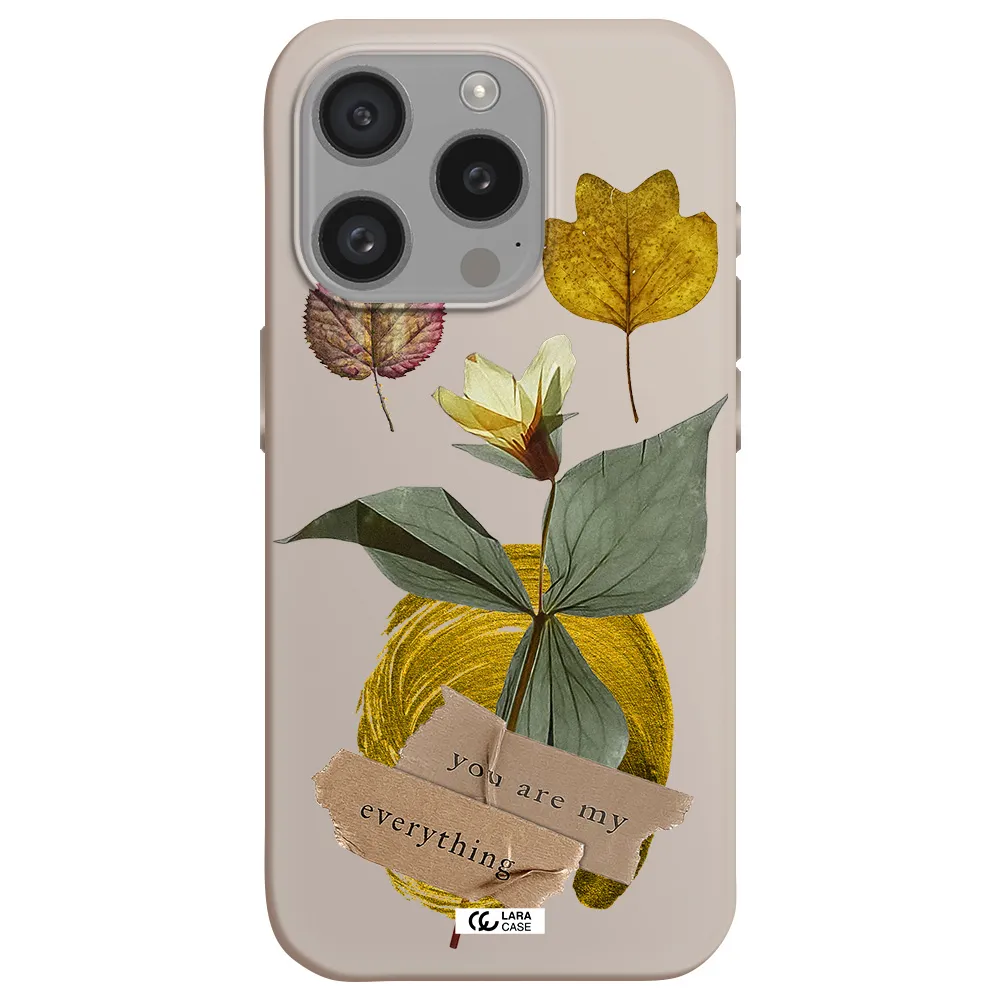 A Flower With Leaves And A Box Apple Iphone 15 Pro Silicone Stone Case
