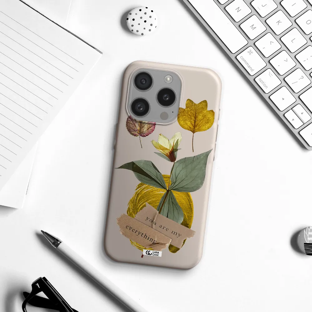 A Flower With Leaves And A Box Apple Iphone 15 Pro Silicone Stone Case
