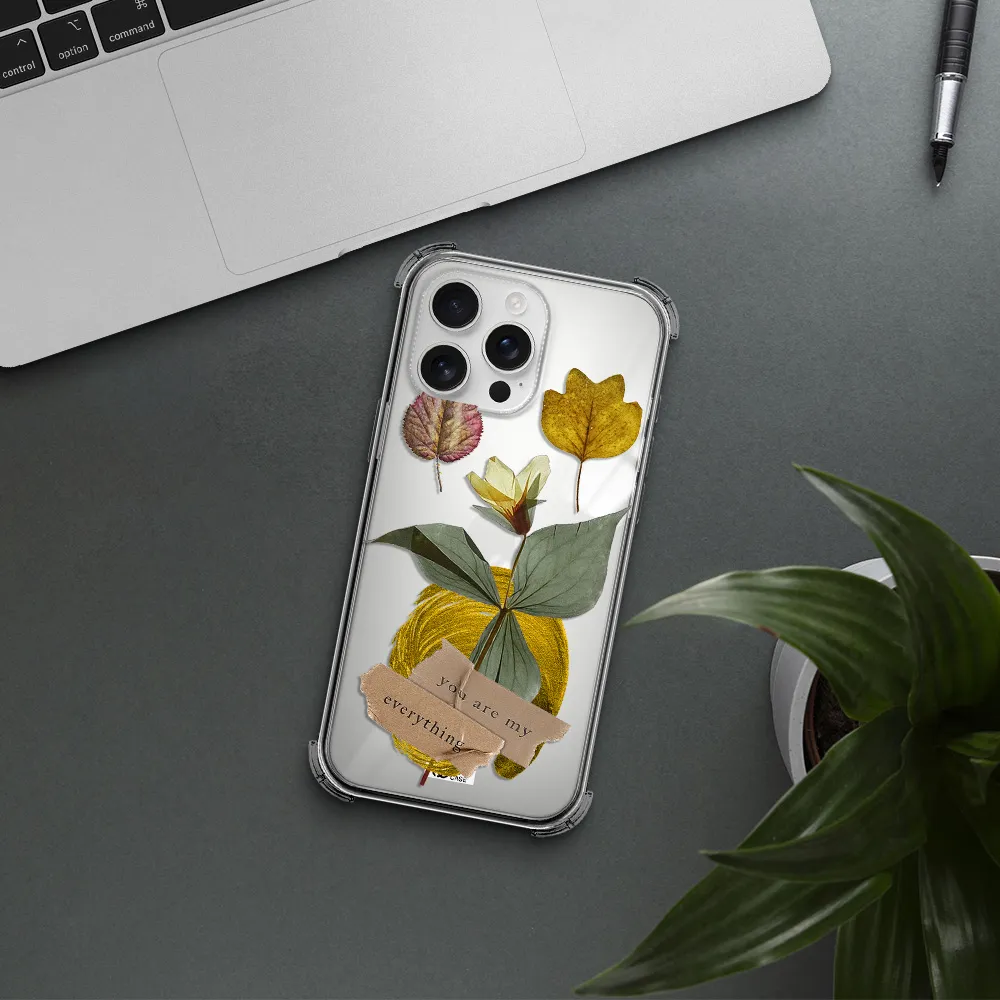 A Flower With Leaves And A Box Apple Iphone 16 Pro Max Clear Pc Case