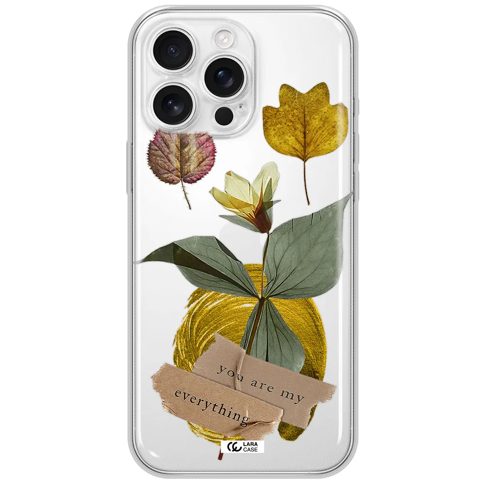 A Flower With Leaves And A Box Apple Iphone 16 Pro Max Clear Tpu Case