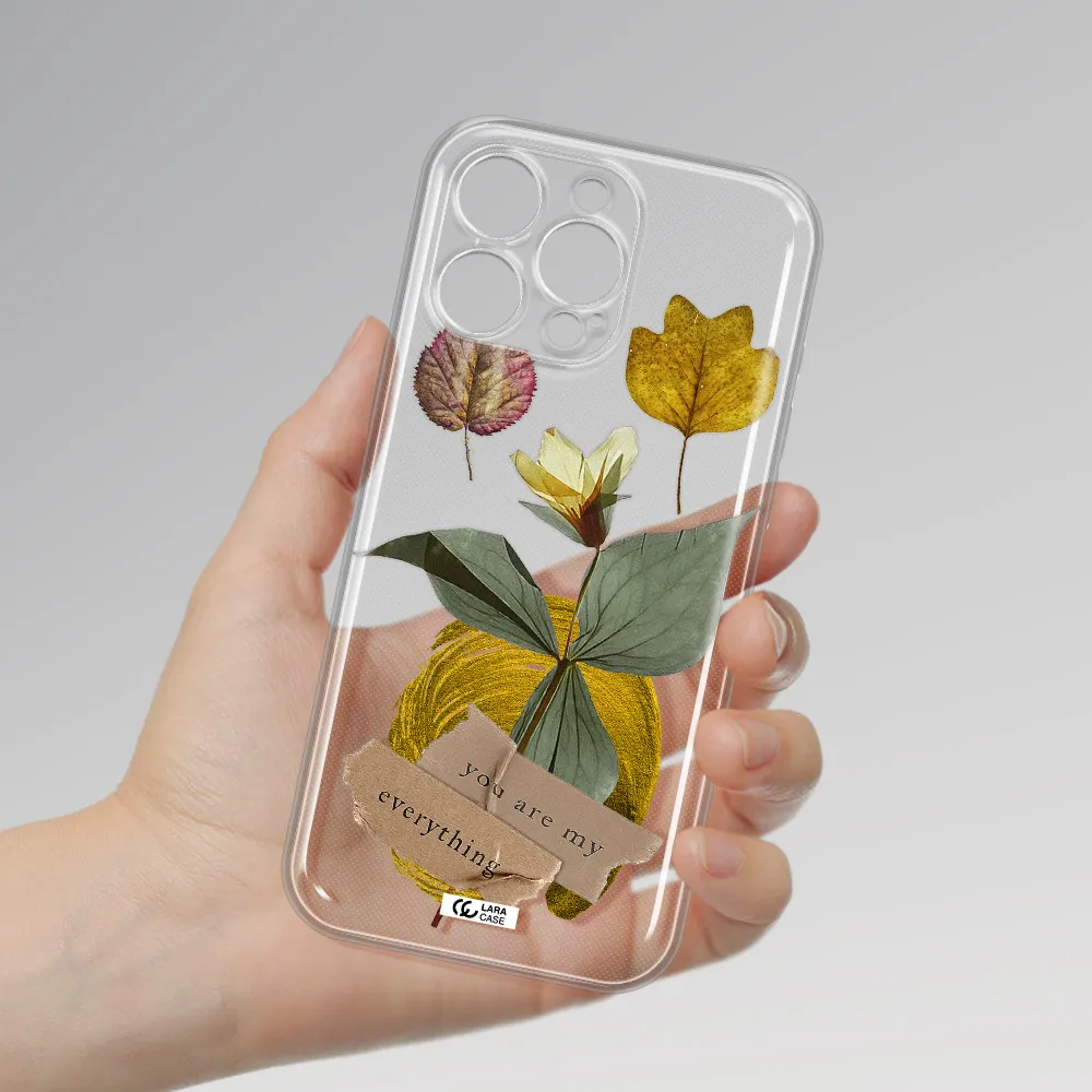 A Flower With Leaves And A Box Apple Iphone 16 Pro Max Clear Tpu Case