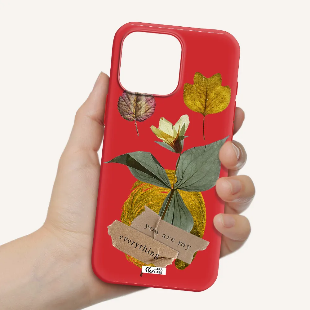 A Flower With Leaves And A Box Apple Iphone 16 Pro Max Silicone Imperial Red Case
