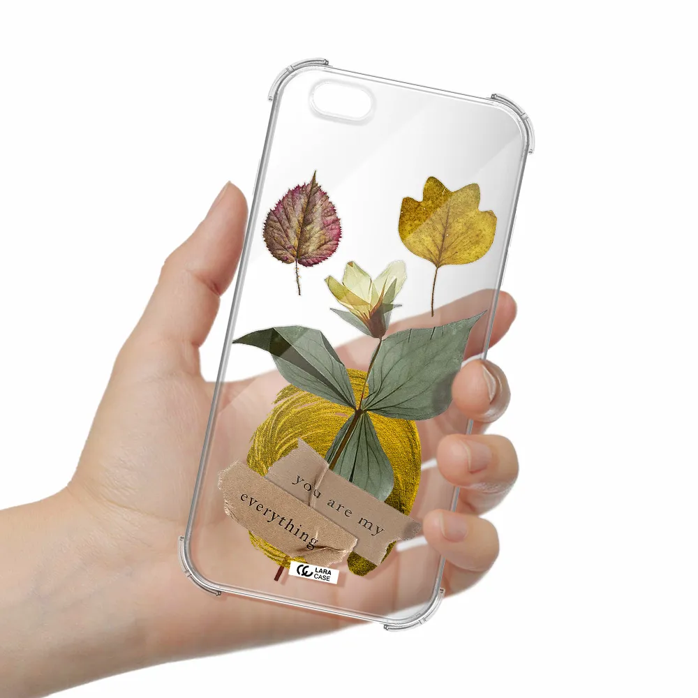 a flower with leaves and a box Apple iPhone 6 plus Clear PC Case