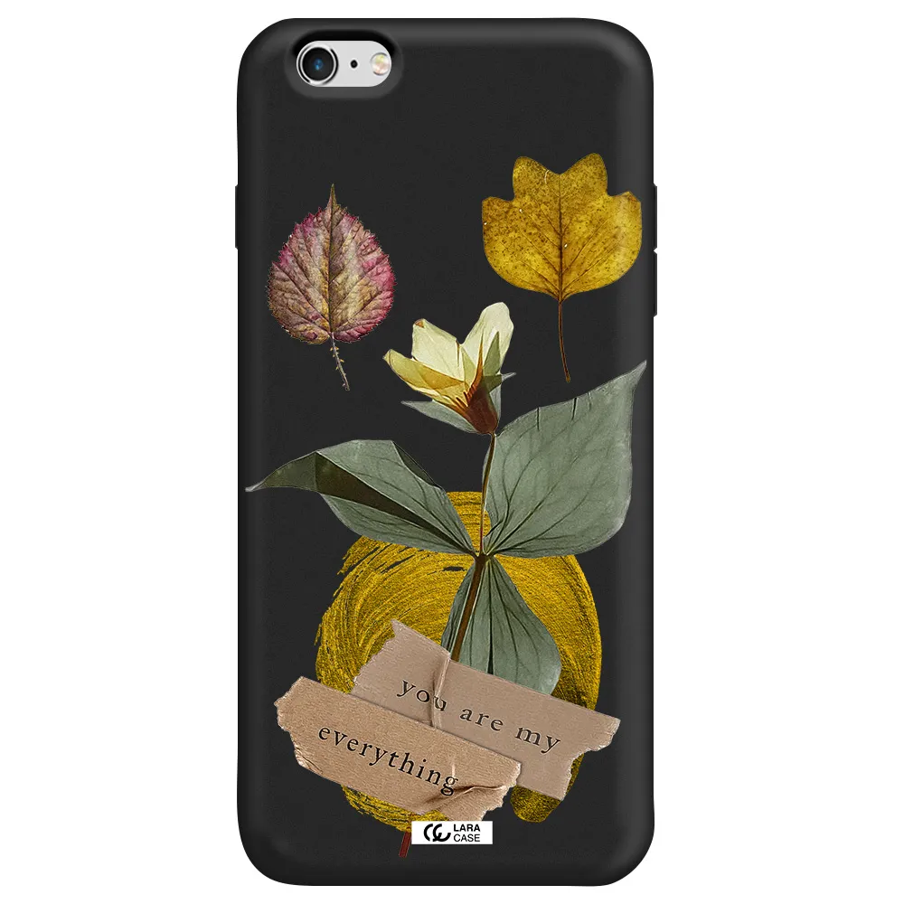 a flower with leaves and a box Apple iPhone 6 plus Silicone black Case