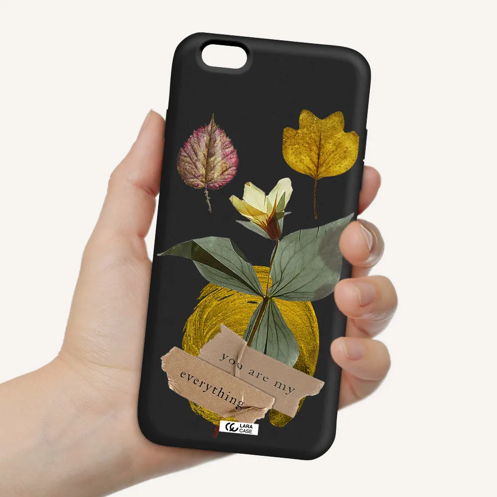 a flower with leaves and a box Apple iPhone 6 plus Silicone black Case