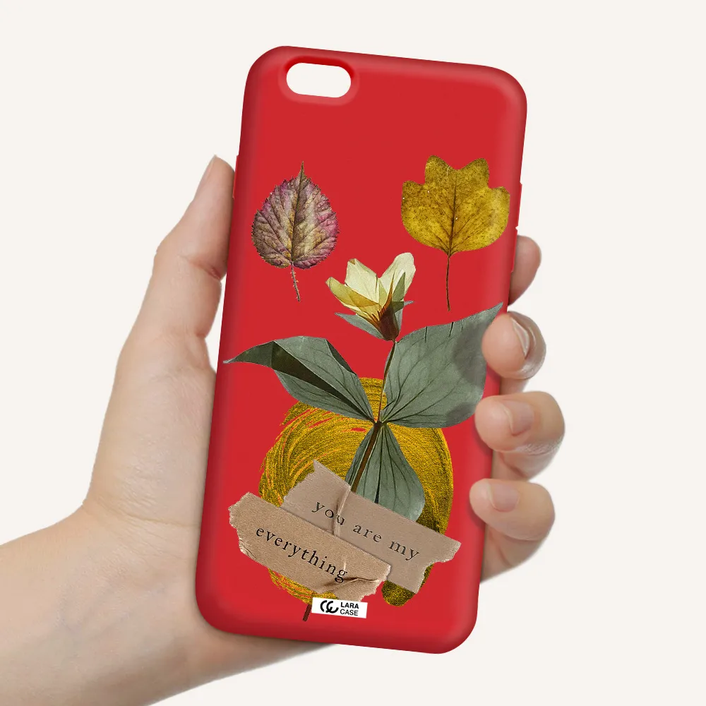 a flower with leaves and a box Apple iPhone 6 plus Silicone Imperial Red Case