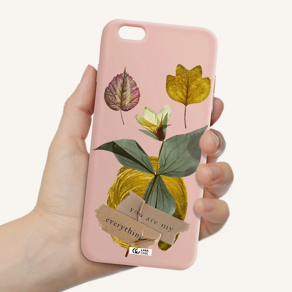 a flower with leaves and a box Apple iPhone 6 plus Silicone pastel pink Case