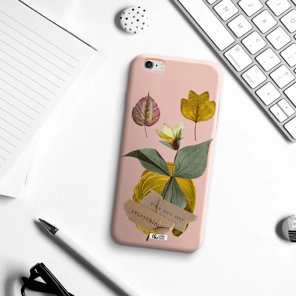 a flower with leaves and a box Apple iPhone 6 plus Silicone pastel pink Case