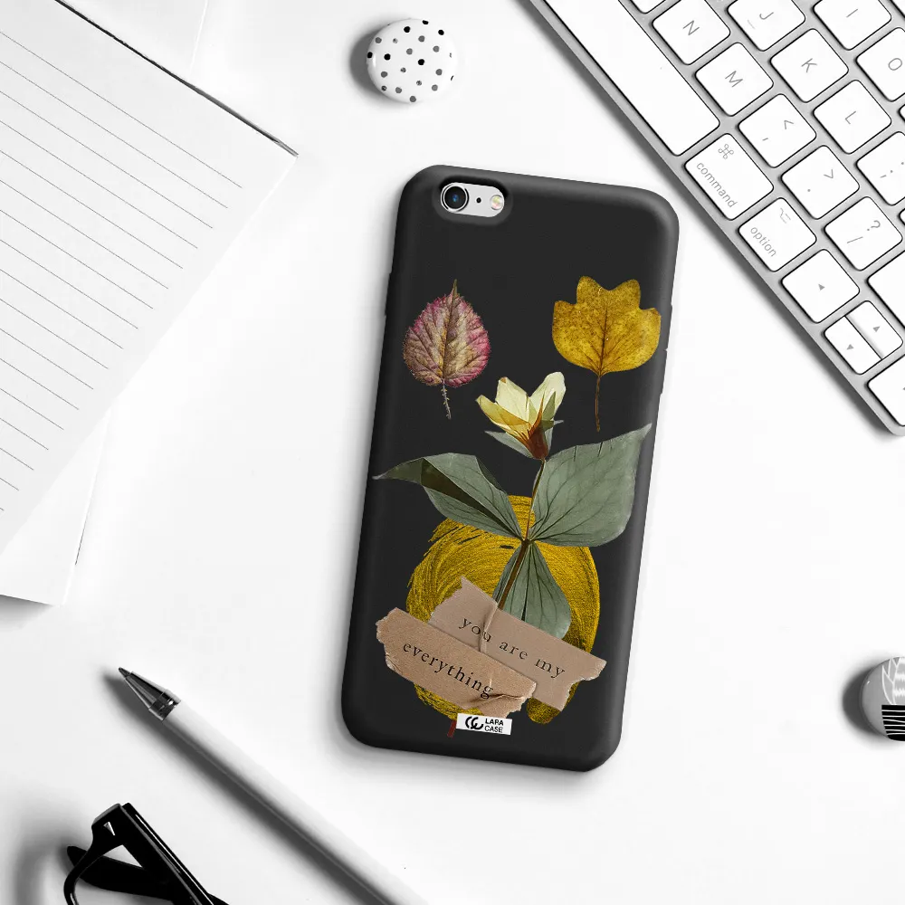 a flower with leaves and a box Apple iPhone 6 s plus Silicone black Case