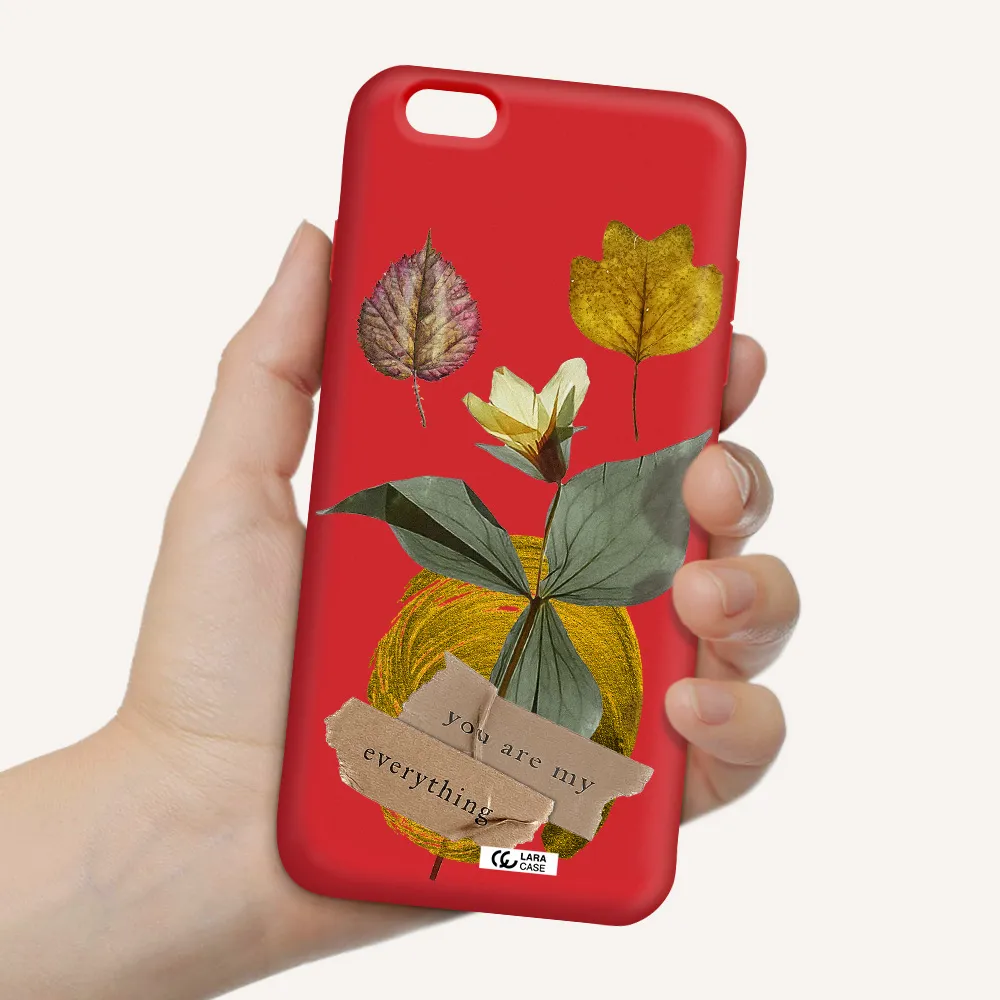 a flower with leaves and a box Apple iPhone 6 s plus Silicone Imperial Red Case