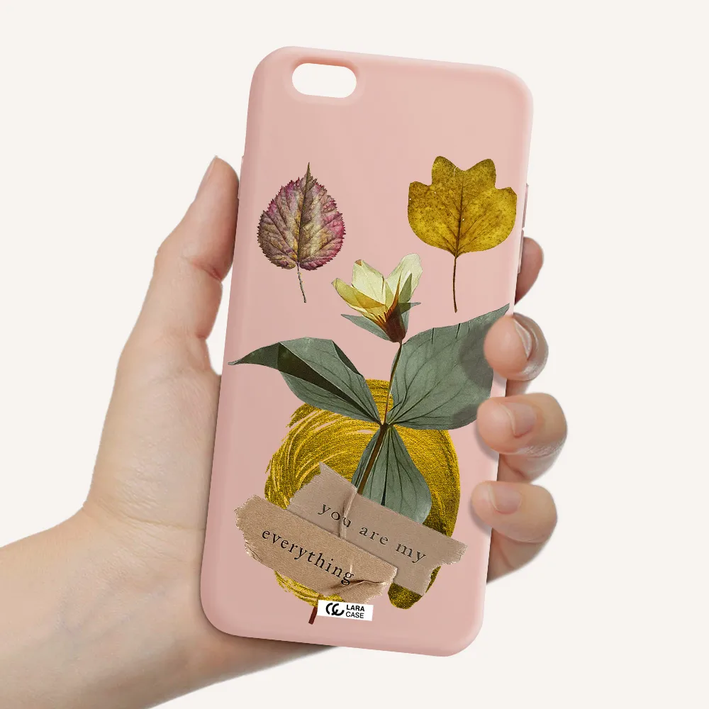 a flower with leaves and a box Apple iPhone 6 s plus Silicone pastel pink Case
