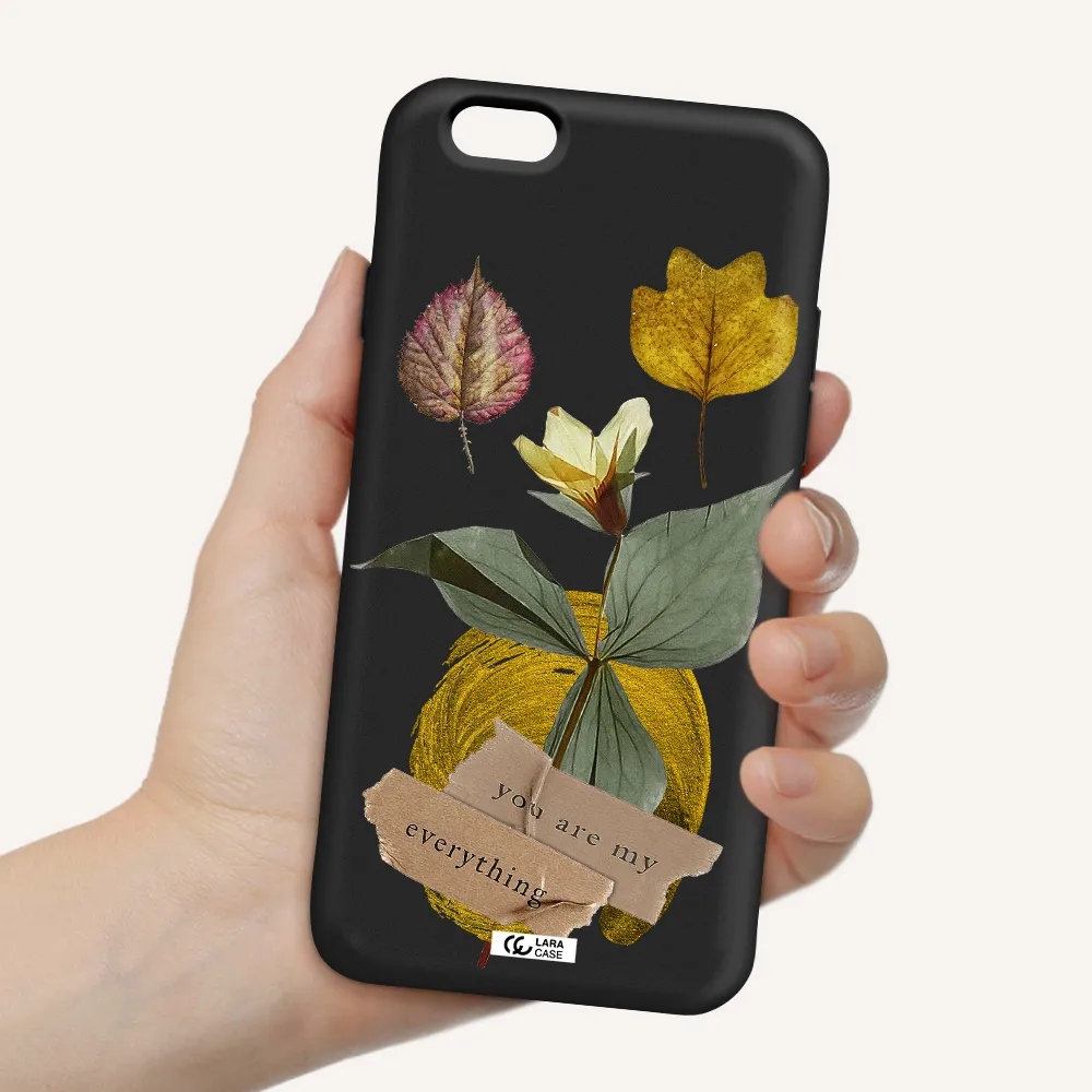 a flower with leaves and a box Apple iPhone 6 Silicone black Case