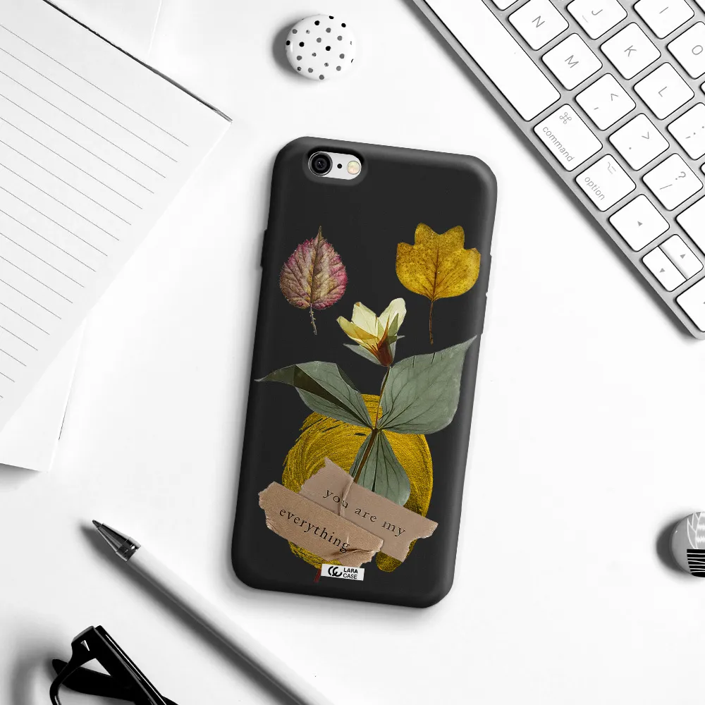 a flower with leaves and a box Apple iPhone 6 Silicone black Case