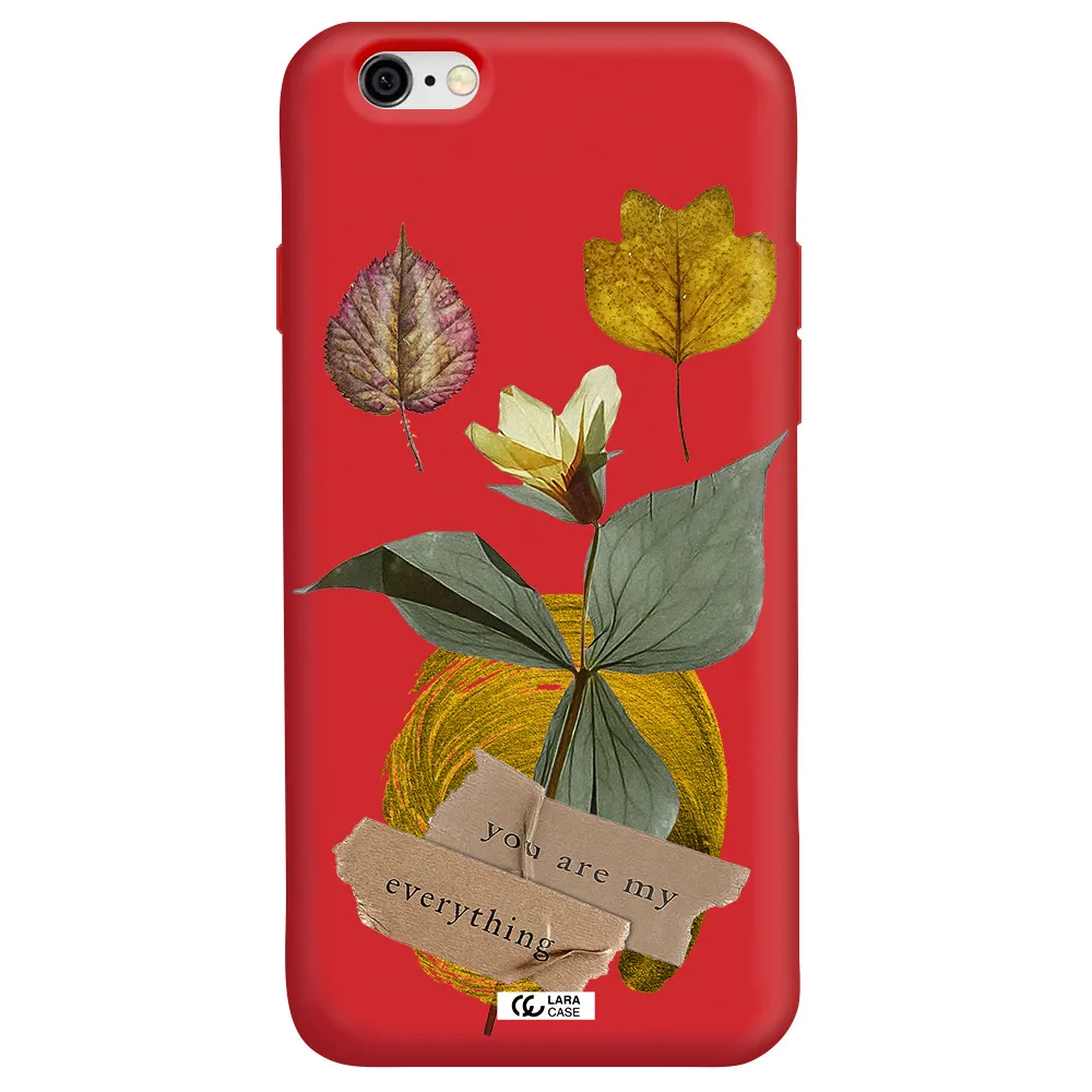 a flower with leaves and a box Apple iPhone 6 Silicone Imperial Red Case