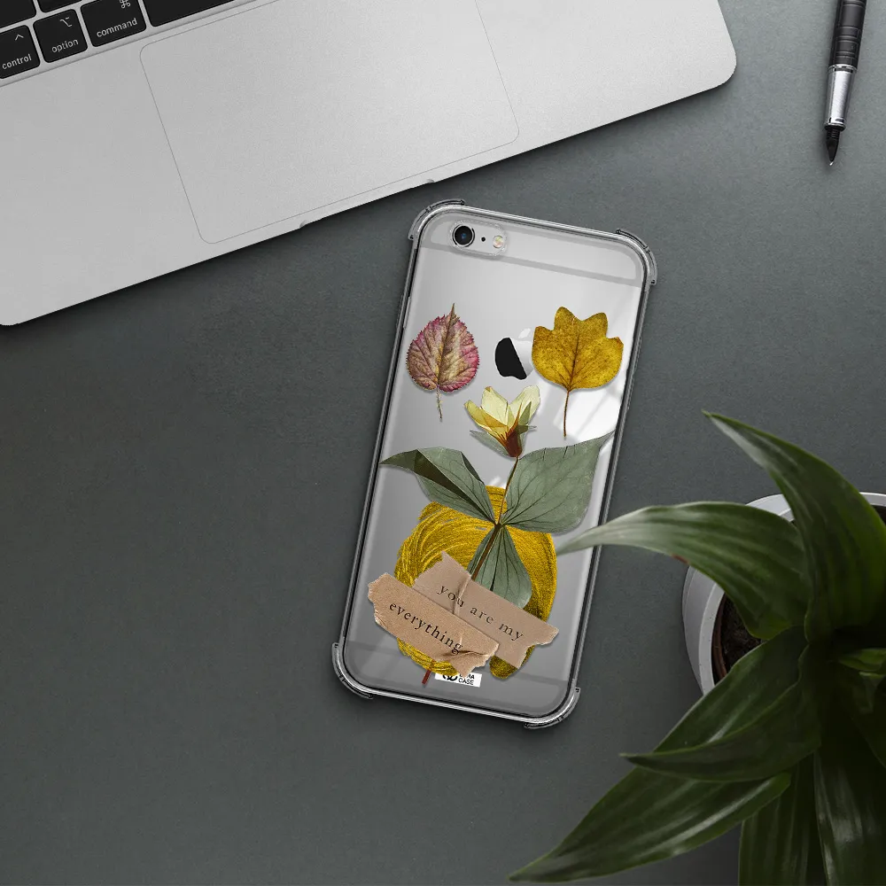 a flower with leaves and a box Apple iPhone 6S Clear PC Case