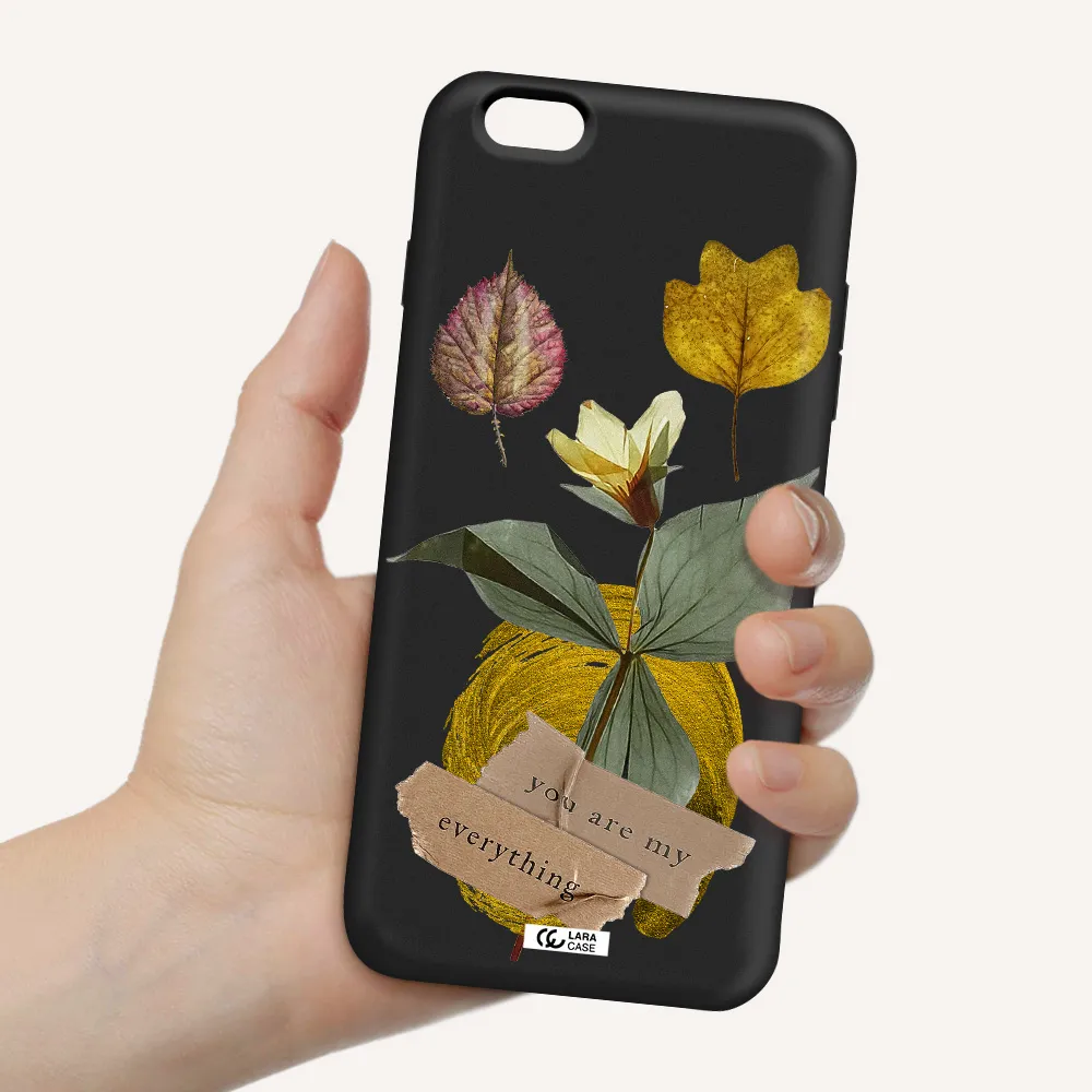 a flower with leaves and a box Apple iPhone 6S Silicone black Case
