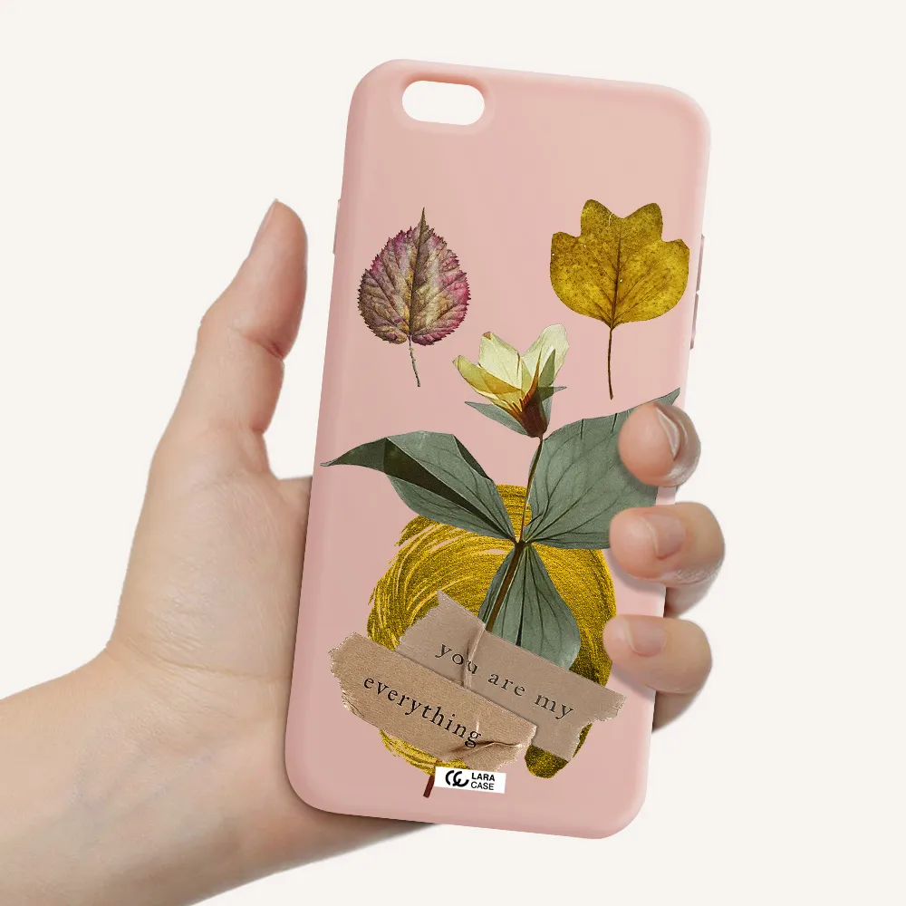 a flower with leaves and a box Apple iPhone 6S Silicone pastel pink Case