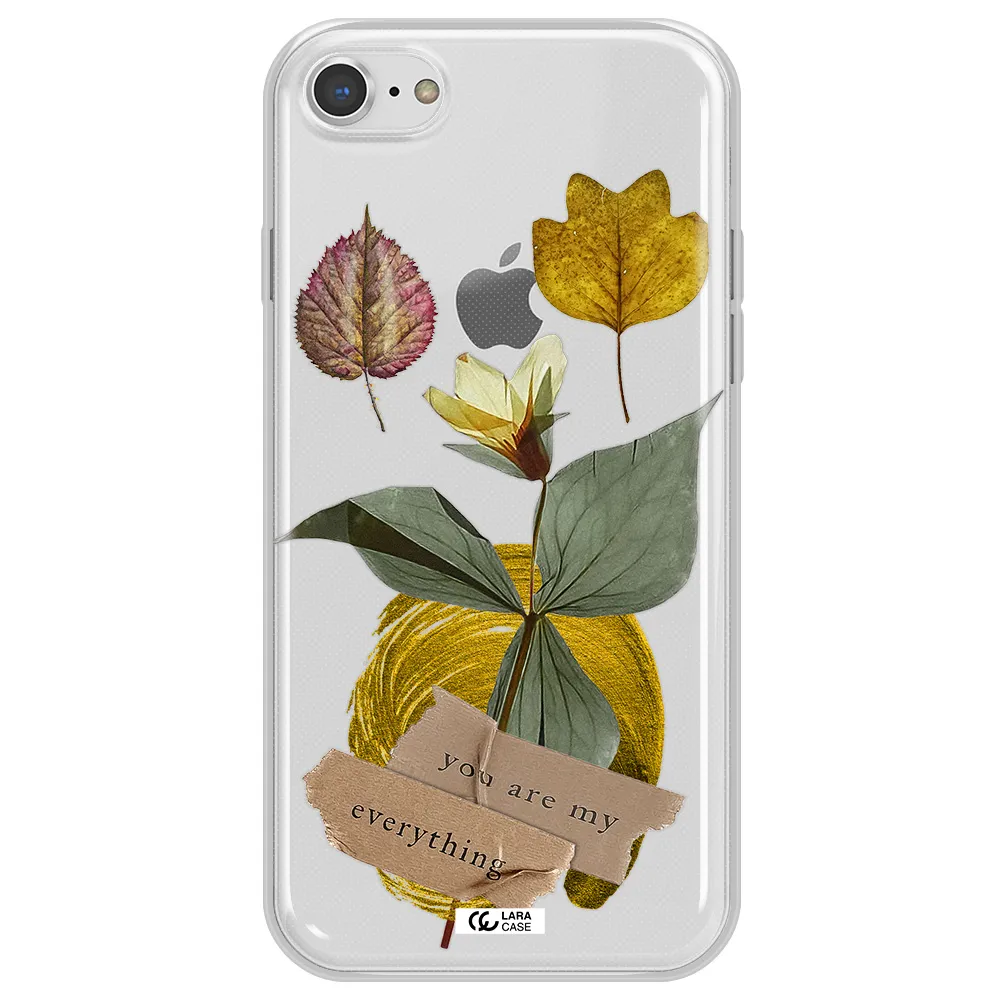 A Flower With Leaves And A Box Apple Iphone 7 Clear Tpu Case