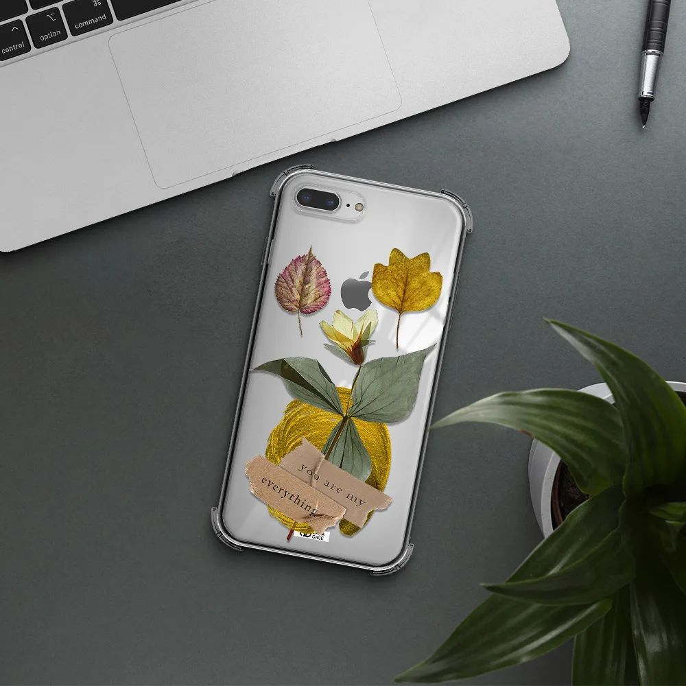a flower with leaves and a box Apple iPhone 7 plus Clear PC Case