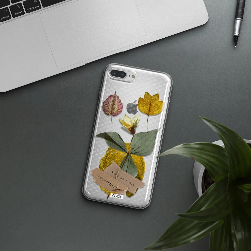 A Flower With Leaves And A Box Apple Iphone 7 Plus Clear Tpu Case