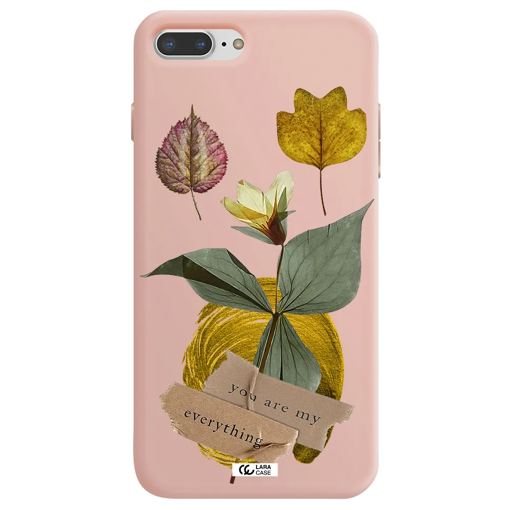 a flower with leaves and a box Apple iPhone 7 plus Silicone pastel pink Case