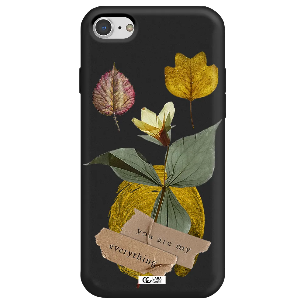 a flower with leaves and a box Apple iPhone 7 Silicone black Case