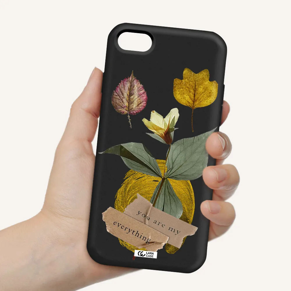 a flower with leaves and a box Apple iPhone 7 Silicone black Case