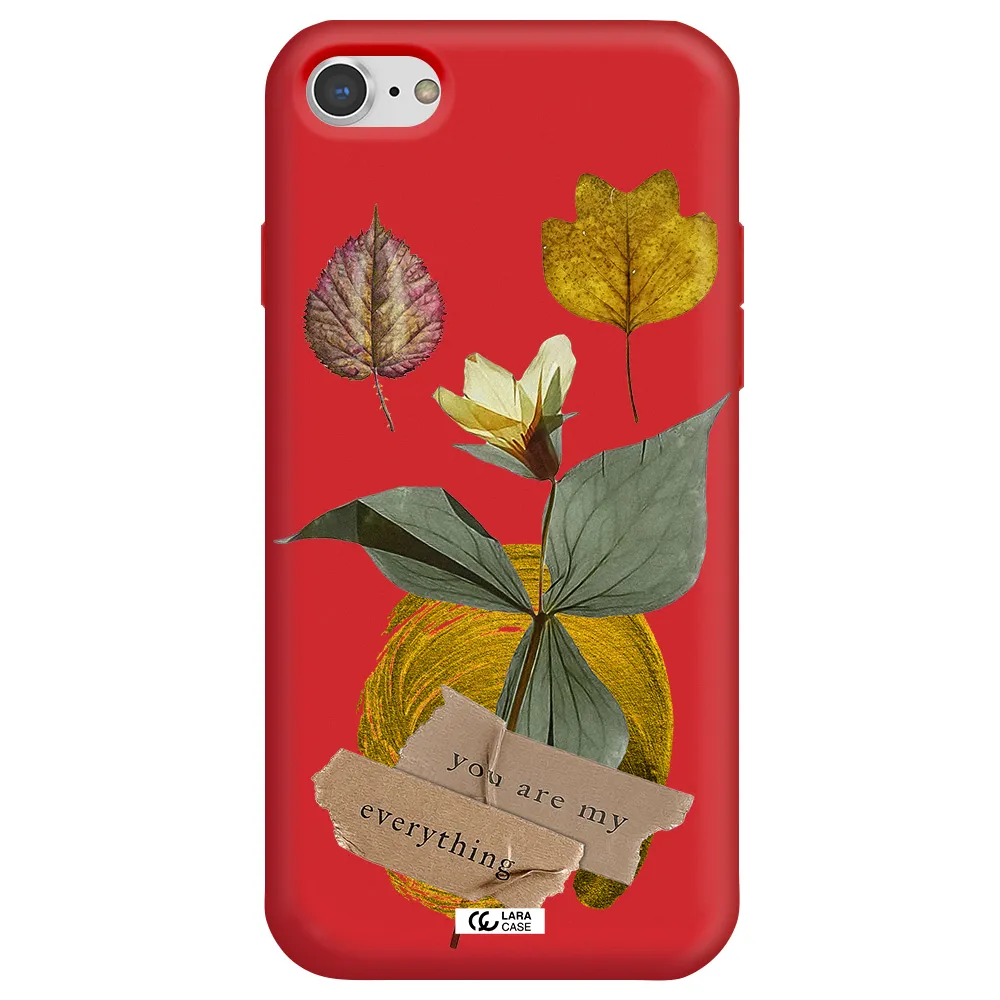 a flower with leaves and a box Apple iPhone 7 Silicone Imperial Red Case