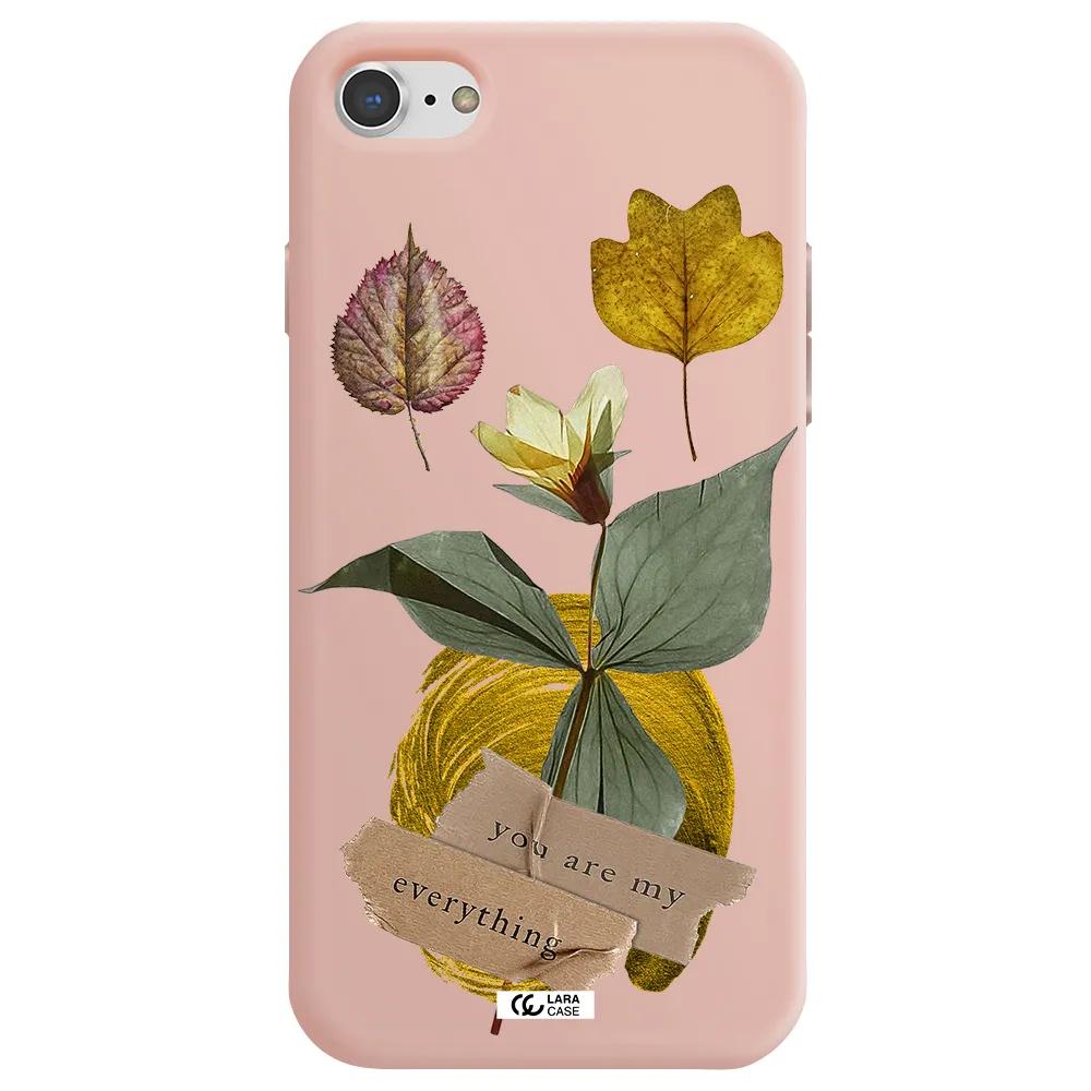 a flower with leaves and a box Apple iPhone 7 Silicone pastel pink Case