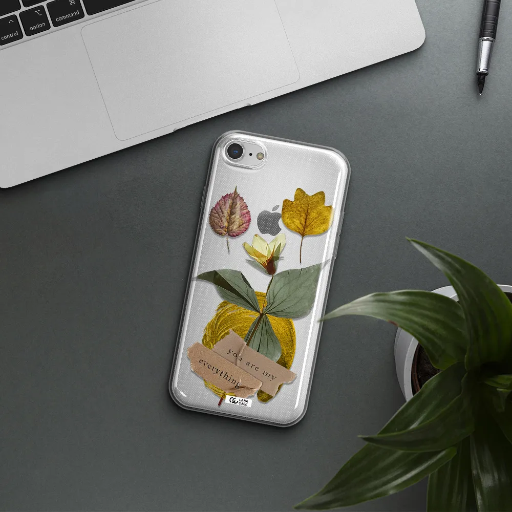 A Flower With Leaves And A Box Apple Iphone 8 Clear Tpu Case