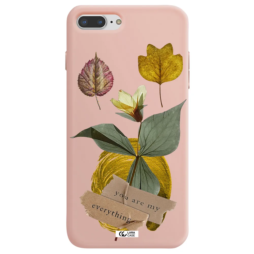 a flower with leaves and a box Apple iPhone 8 plus Silicone pastel pink Case