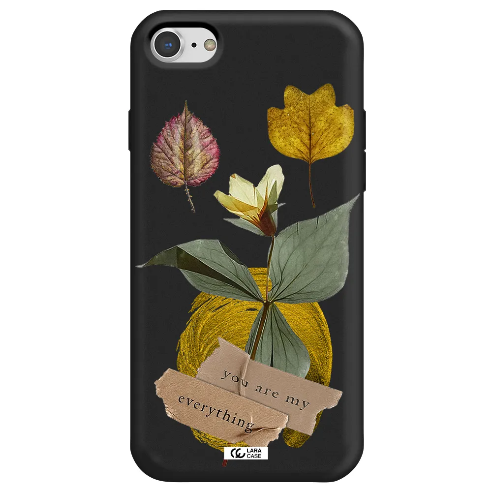 a flower with leaves and a box Apple iPhone 8 Silicone black Case