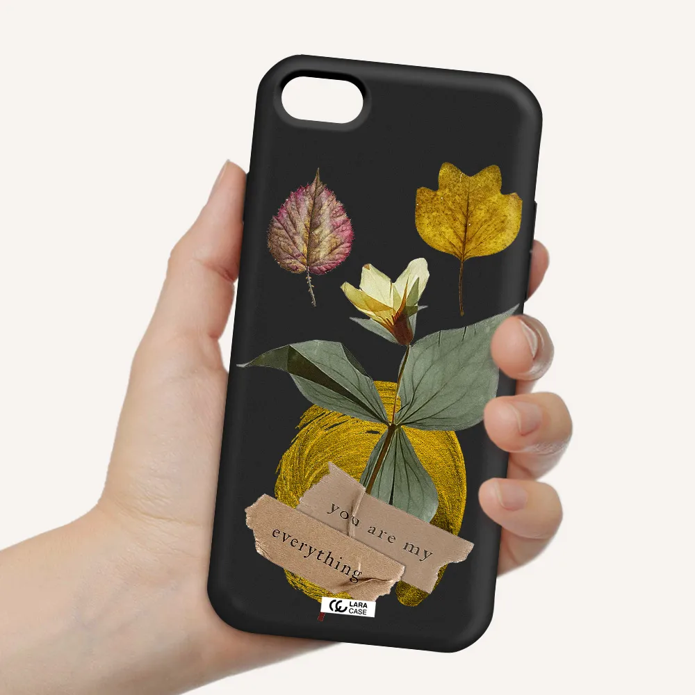 a flower with leaves and a box Apple iPhone 8 Silicone black Case