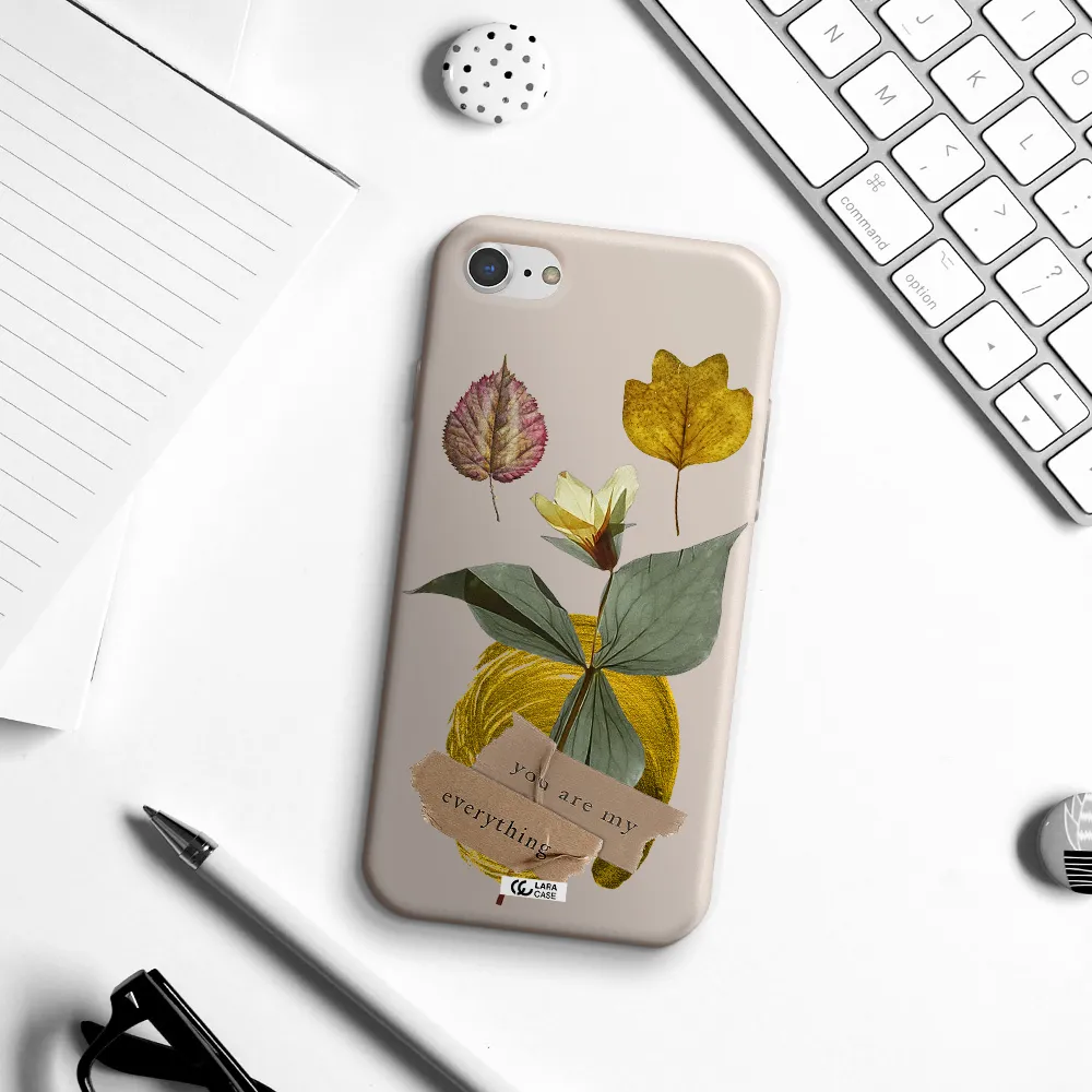 a flower with leaves and a box Apple iPhone 8 Silicone Stone Case