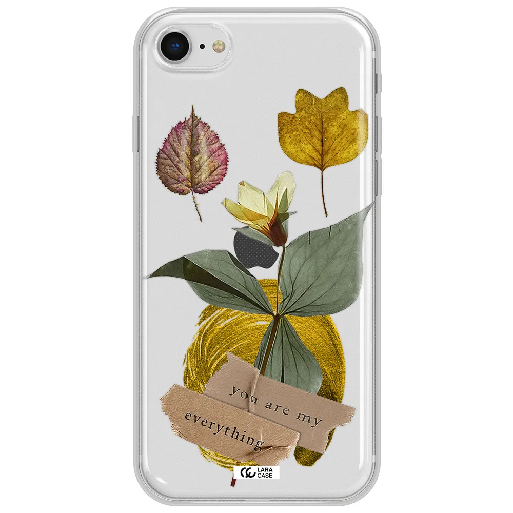 A Flower With Leaves And A Box Apple Iphone Se 2020 Clear Tpu Case