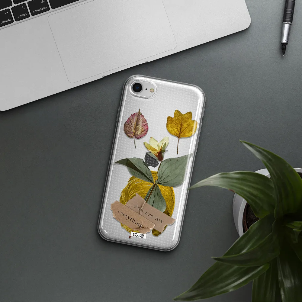 A Flower With Leaves And A Box Apple Iphone Se 2020 Clear Tpu Case
