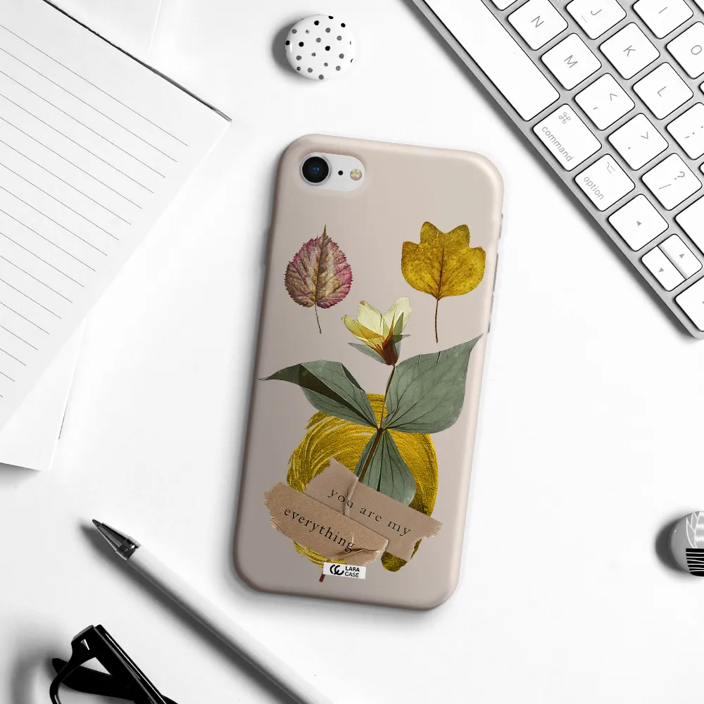 a flower with leaves and a box Apple iPhone se 2020 Silicone Stone Case