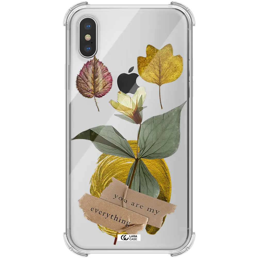 a flower with leaves and a box Apple iPhone X Clear PC Case