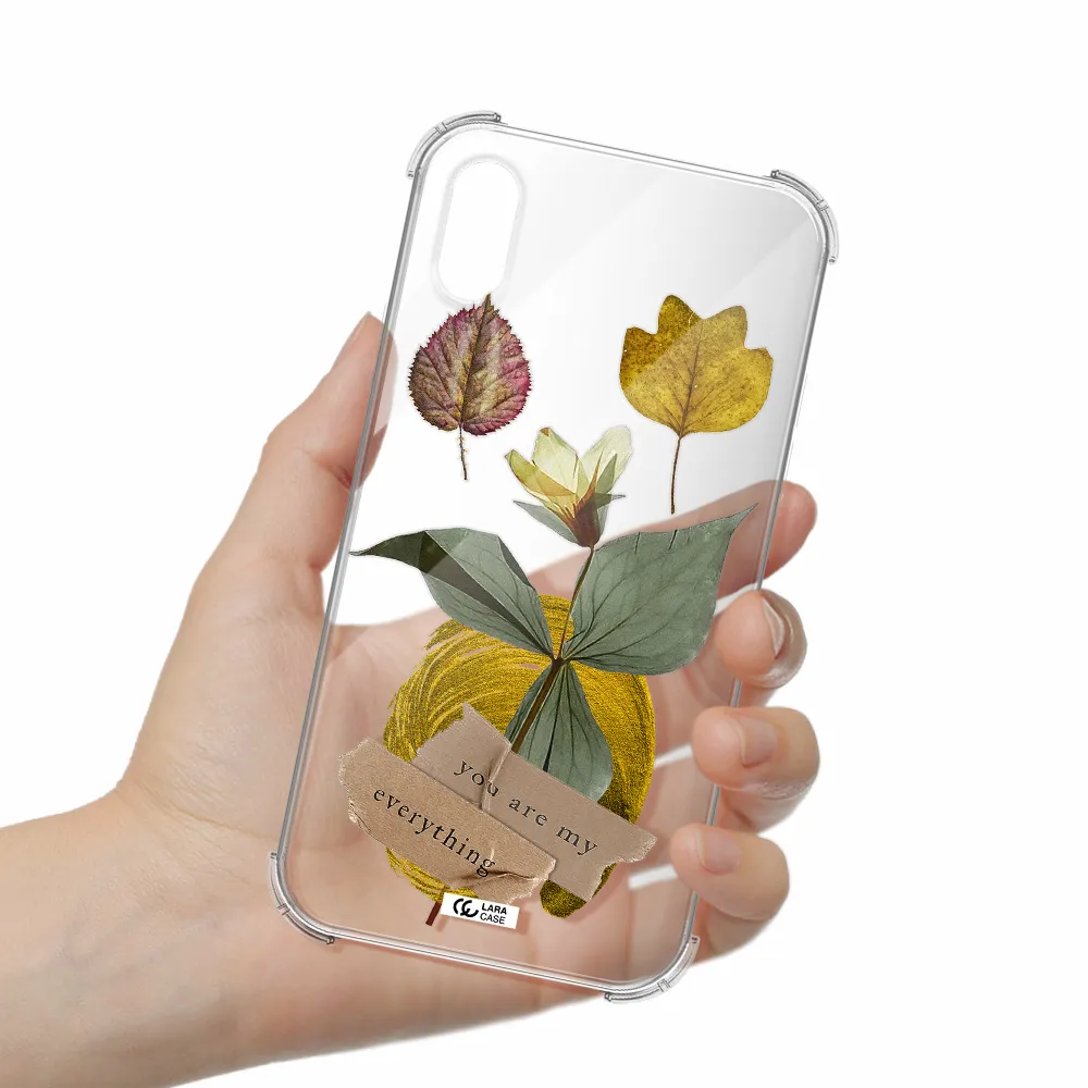 a flower with leaves and a box Apple iPhone X Clear PC Case