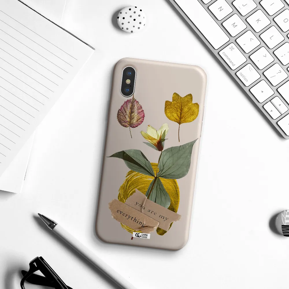 a flower with leaves and a box Apple iPhone X Silicone Stone Case