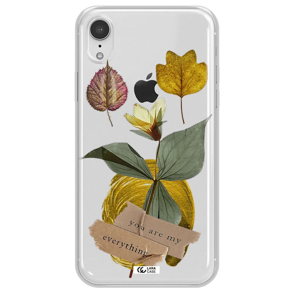 A Flower With Leaves And A Box Apple Iphone Xr Clear Tpu Case