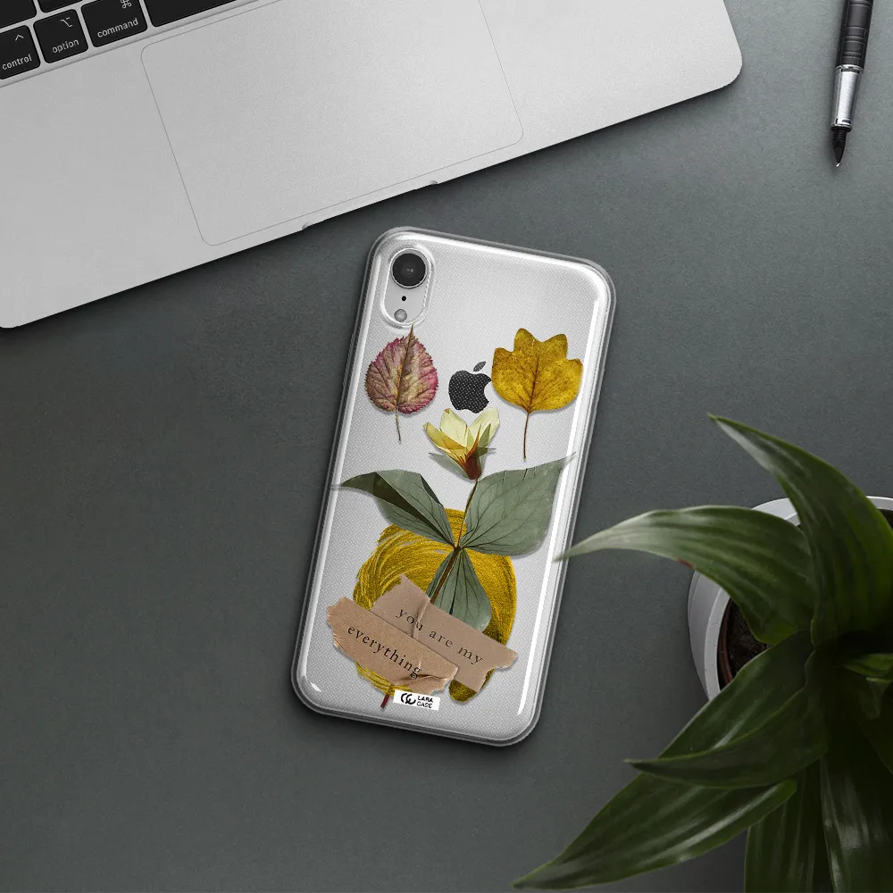 A Flower With Leaves And A Box Apple Iphone Xr Clear Tpu Case