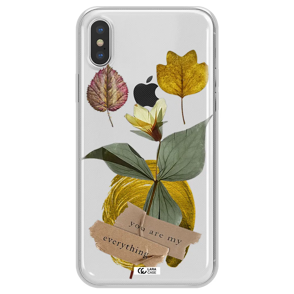 A Flower With Leaves And A Box Apple Iphone Xs Clear Tpu Case
