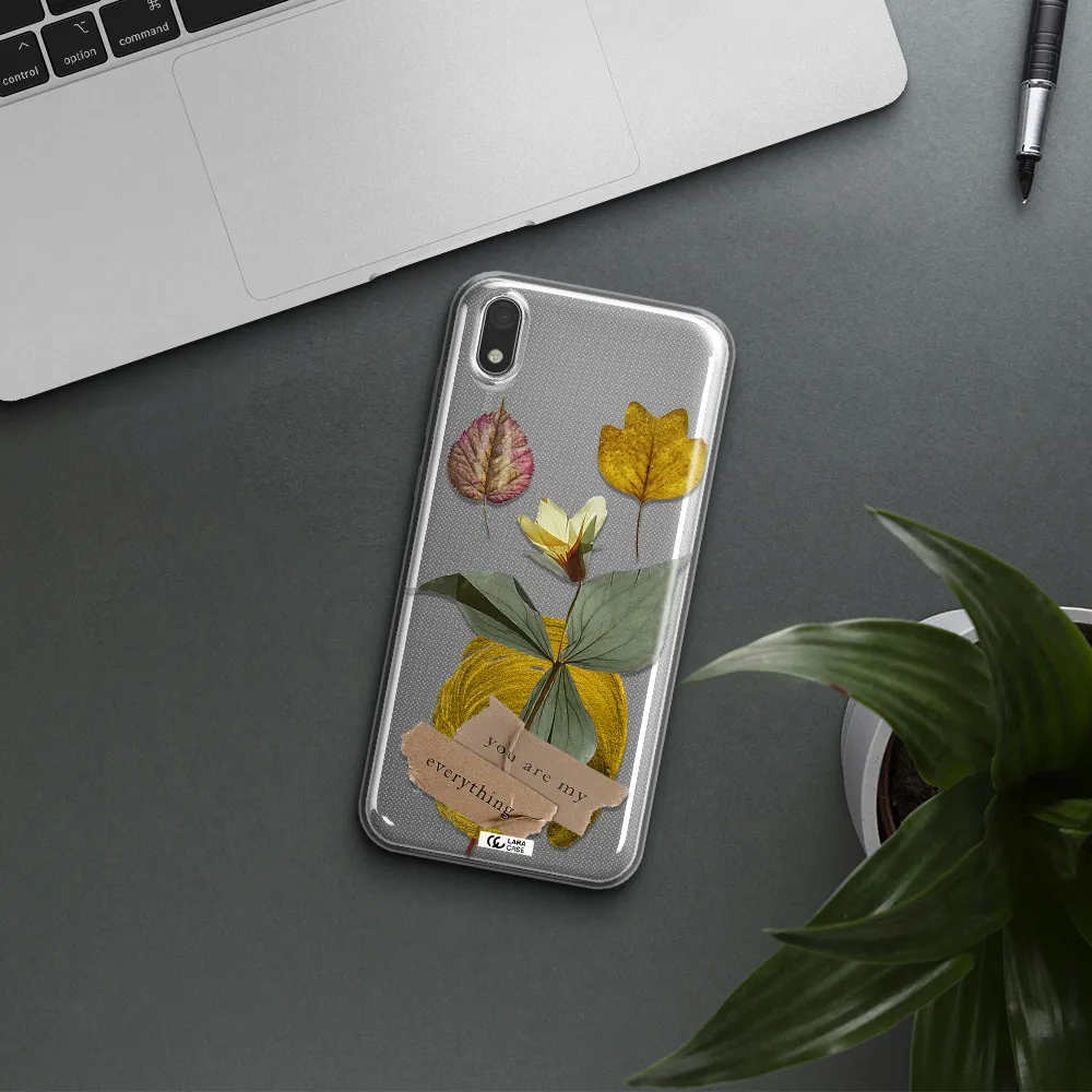 A Flower With Leaves And A Box Huawei Honor 8S Clear Tpu Case