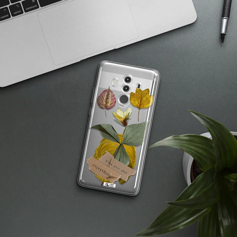 A Flower With Leaves And A Box Huawei Mate 10 Clear Tpu Case