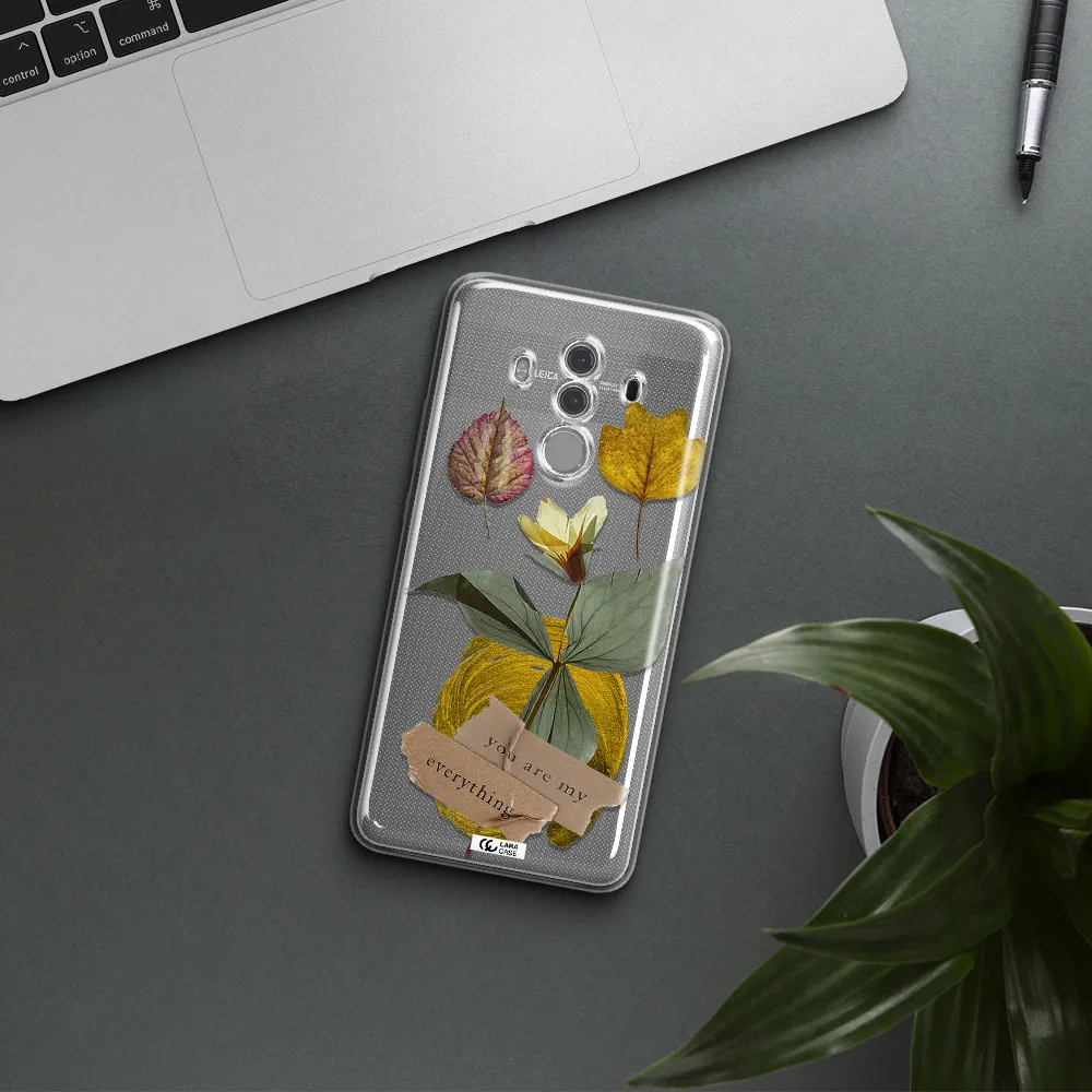 A Flower With Leaves And A Box Huawei Mate 10 Pro Clear Tpu Case